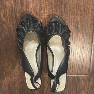 Xhilaration Black Heels with Ruffled Design